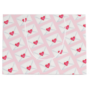 Cute Pink Heart Envelopes Valentine's Day  Large Gift Bag