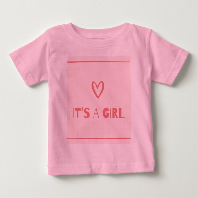 Cute Pink Heart Gender Reveal Tee (Front)