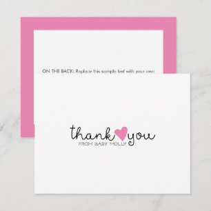 Cute Pink Heart Girl Baby Shower Thank You