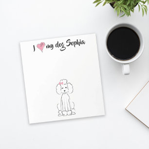 Cute Pink Heart I Love my Dog Custom Whimsical Notepad