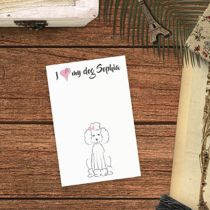 Cute Pink Heart I Love my Dog Custom Whimsical Post-it Notes