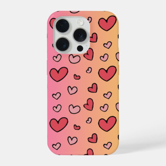 cute pink heart iphone 15 pro case. case (Back)