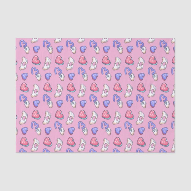 Cute Pink Heart Kiss Me Pattern Valentine's Day Tissue Paper (Front)