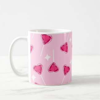 Cute Pink Heart Lollipop Seamless Pattern Coffee Mug