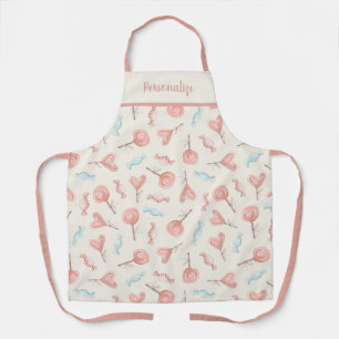 Cute Pink Heart Lollipop Sweet Candy Baking Apron
