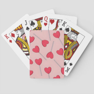 Cute Pink Heart Lollipops Seamless Pattern Playing Cards