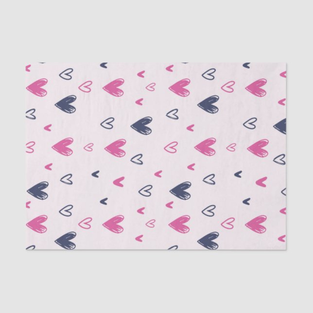 Cute Pink Heart Love Pattern Valentine's Day Tissue Paper (Front)