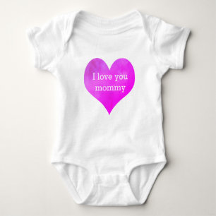 Cute Pink Heart love you mummy Baby Bodysuit