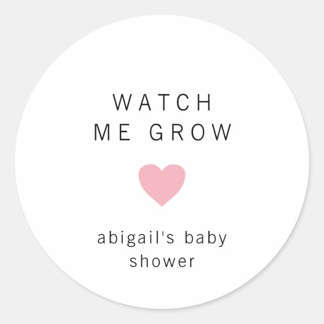 Cute Pink Heart Modern Baby Shower Classic Round Sticker (Front)