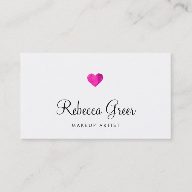 Cute Pink Heart Modern Beauty Consultant Business Card (Front)