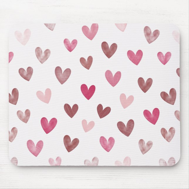 Cute Pink Heart Pattern – Romantic &Stylish Design Mouse Mat (Front)