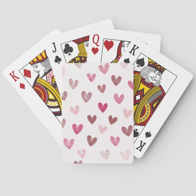 Cute Pink Heart Pattern – Romantic &Stylish Design Playing Cards (Back)