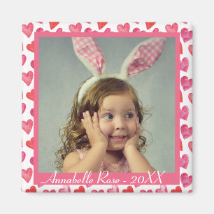 Cute Pink Heart Pattern Valentine's Day Photo Magnet