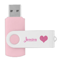 Cute Pink Heart Personalised Girly Name