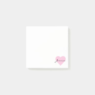 Cute Pink Heart Personalised Post-it Notes