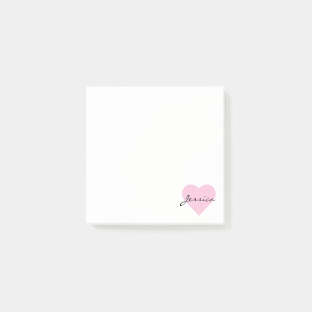 Cute Pink Heart Personalised Post-it Notes (Front)