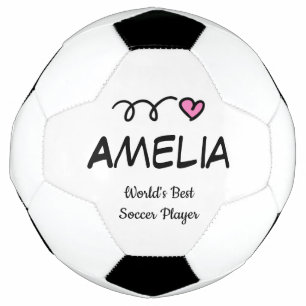 Cute pink heart personalised soccer ball for girl