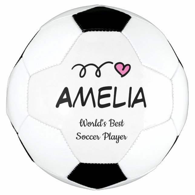 Cute pink heart personalised soccer ball for girl (Front)
