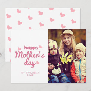 Cute Pink Heart Photo Happy Mother's Day Card