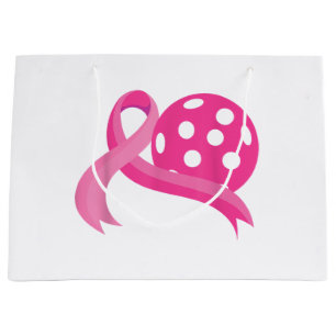 Cute Pink Heart Ribbon Pickleball Breast Cancer Aw Large Gift Bag