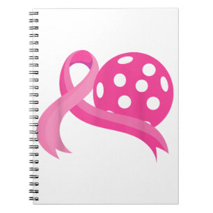 Cute Pink Heart Ribbon Pickleball Breast Cancer Aw Notebook