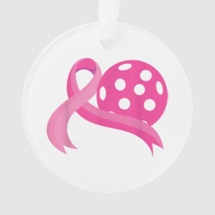 Cute Pink Heart Ribbon Pickleball Breast Cancer Aw Ornament