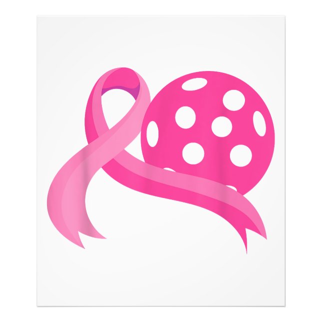 Cute Pink Heart Ribbon Pickleball Breast Cancer Aw Photo Print (Front)