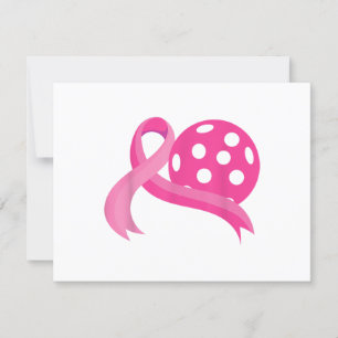 Cute Pink Heart Ribbon Pickleball Breast Cancer Aw RSVP Card