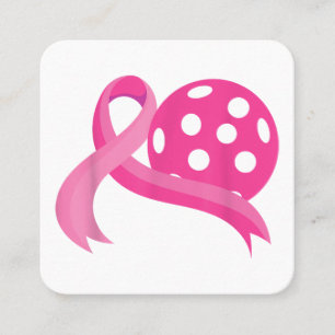 Cute Pink Heart Ribbon Pickleball Breast Cancer Aw Square Business Card