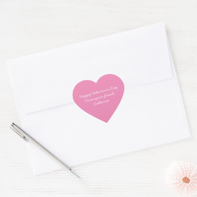 Cute pink heart Valentine's day kids classroom Heart Sticker (Envelope)