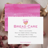 Cute Pink Heart Waffle Bread Care Instructions