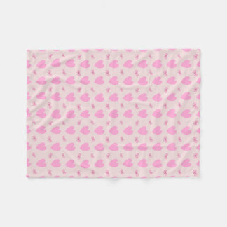 Cute Pink Hearts and Bows Patterner Fleece Blanket