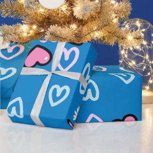 Cute Pink Hearts and Daisies Gift Wrapping Paper