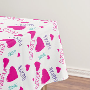 Cute pink Hearts and Love - romantic pattern Tablecloth