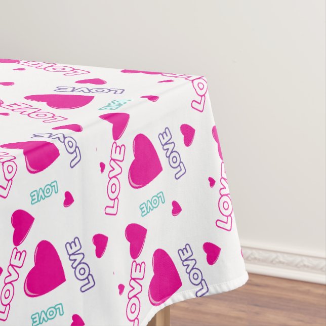 Cute pink Hearts and Love - romantic pattern Tablecloth (In Situ)