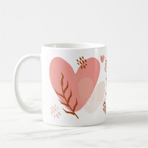 Cute Pink Hearts Botanical Valentine's Day Coffee Mug