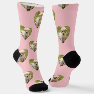 Cute Pink Hearts Custom Pet Photo Socks