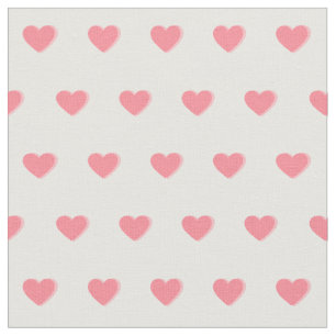 Cute Pink Hearts Dot Pattern on White Fabric