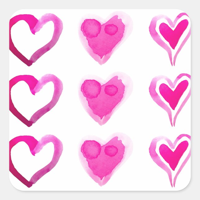 Cute Pink Hearts Forever Love Romantic Friendship Square Sticker (Front)