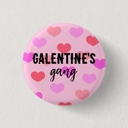 Cute Pink Hearts Galentines Day Custom 3 Cm Round Badge