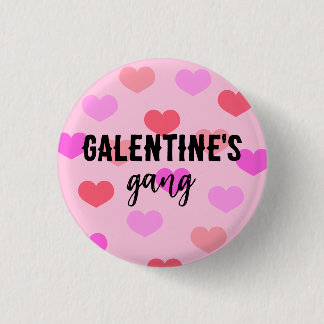 Cute Pink Hearts Galentines Day Custom 3 Cm Round Badge