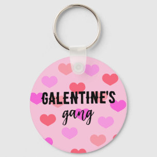 Cute Pink Hearts Galentines Day Key Ring