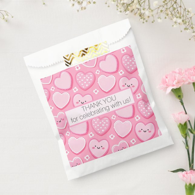Cute Pink Hearts Girl Birthday Party Favour Bags (Sealed)