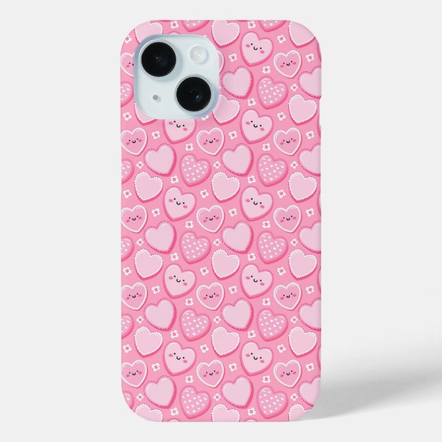 Cute Pink Hearts Girl iPhone / iPad case (Back)