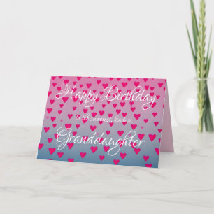 Cute Pink Hearts Granddaughter Birthday Card