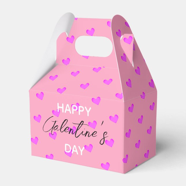 Cute Pink Hearts Happy Galentines Day Favour Box (Front Side)