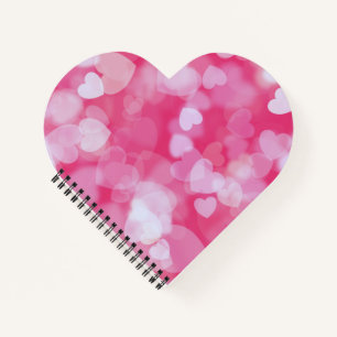 Cute Pink Hearts Heart-Shaped Notebook 