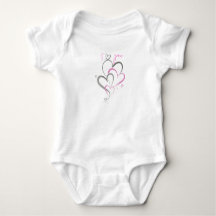 Cute Pink Hearts I Love You Baby Girl Bodysuit