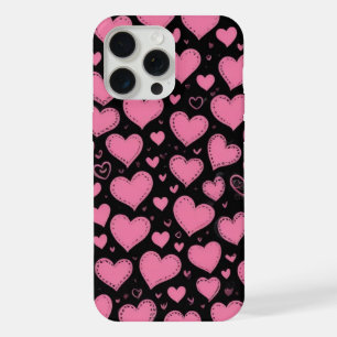 cute pink hearts iphone 15 pro max case