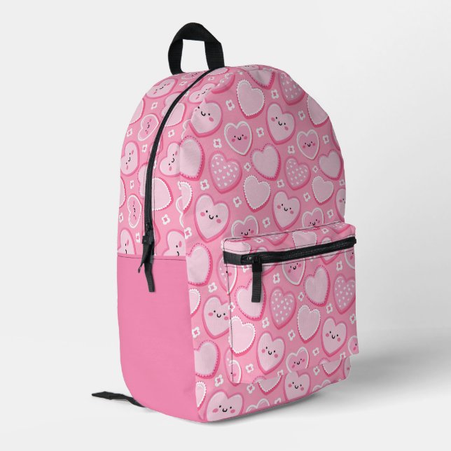 Cute Pink Hearts Kids Girl Backpack (Back Corner Left)